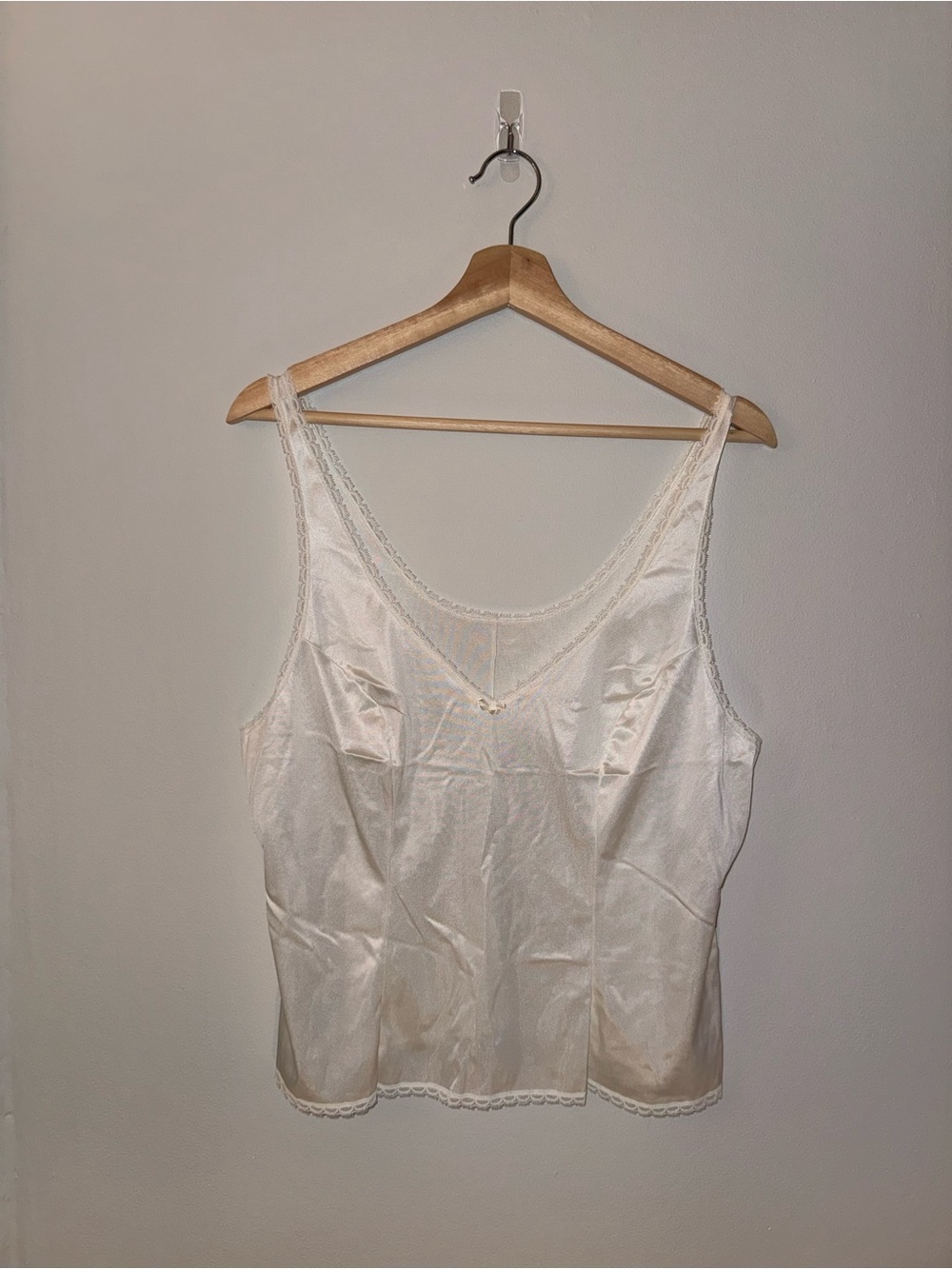 Vintage Vanity Fair Ivory Satin Lace-Trim Camisole